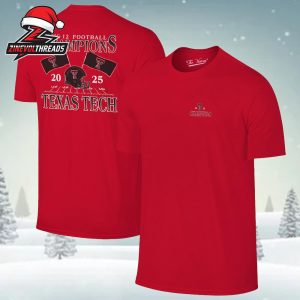 Texas Tech Red Raiders Red 2025 Big 12 Football Champions Flags Two Sided Unisex T-Shirt