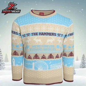 West Ham The Hammers Blowing Baubles Christmas Jumper Holiday Ugly Sweater