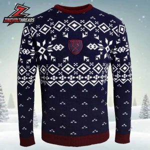 West Ham The Hammers Fair Isle Christmas Jumper Holiday Ugly Sweater