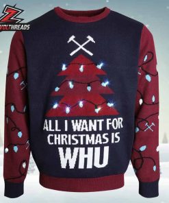 West Ham The Hammers Light Up Christmas Jumper Holiday Ugly Sweater