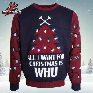 West Ham The Hammers Light Up Christmas Jumper Holiday Ugly Sweater