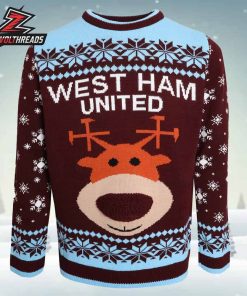 West Ham The Hammers Reindeer Pom Pom Christmas Jumper Holiday Ugly Sweater