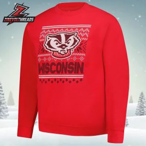 Wisconsin Badgers Holiday Fleece Sweatshirt Christmas Ugly Sweater