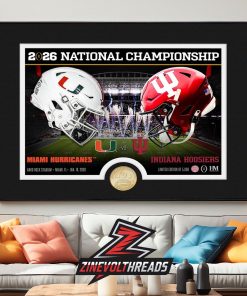2025-26 CFP National Championship Miami Hurricanes versus Indiana Hoosiers Bronze Coin Photo Home Decor Poster Canvas