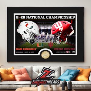 2025-26 CFP National Championship Miami Hurricanes versus Indiana Hoosiers Bronze Coin Photo Home Decor Poster Canvas