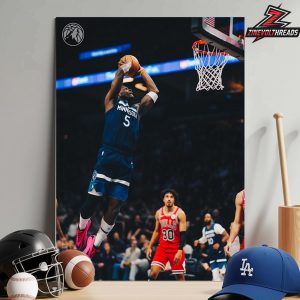 Anthony Edwards Minnesota Timberwolves Poster Dunk In Match Versus Chicago Bulls NBA 2025-2026 Home Decor Poster Canvas