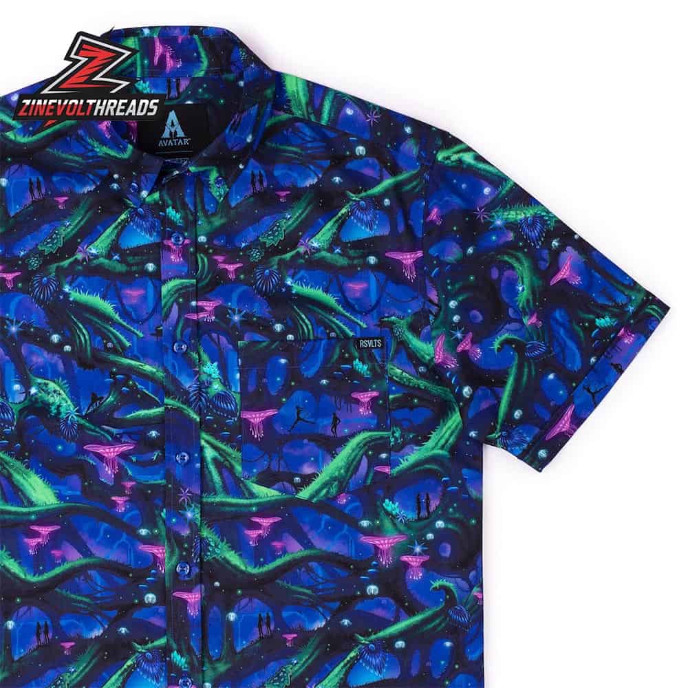 Avatar Navi Nights KUNUFLEX Short Sleeve Hawaiian Shirt Avatar Navi Nights KUNUFLEX Short Sleeve Hawaiian Shirt