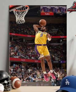 Bronny James Los Angeles Lakers Dunk Poster On Match Return To Hometown Versus Cleveland Cavaliers Home Decor Poster Canvas