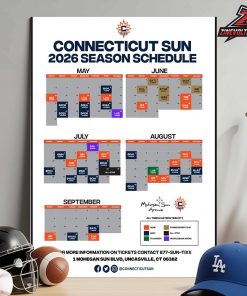 Connecticut Sun Official WNBA 2026 Season Schedule Home Decor Poster Canvas