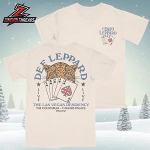 Def Leppard The Las Vegas Residency Colletion 2026 Tee The Las Vegas Residency Card Two Sided Unisex T-Shirt