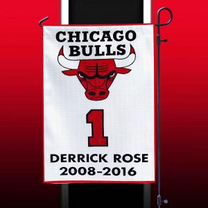 Derrick Rose Chicago Bulls Jerysey Retirement Forever 1 Rose Garden House Two Sided Flag