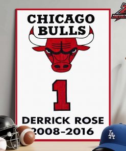 Derrick Rose Chicago Bulls Jerysey Retirement Forever 1 Rose Home Decor Poster Canvas
