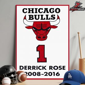 Derrick Rose Chicago Bulls Jerysey Retirement Forever 1 Rose Home Decor Poster Canvas