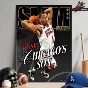 Derrick Rose Chicago Bulls Slam Icons Cover Chicago’s Son For His Jersey Retirement Home Decor Poster Canvas