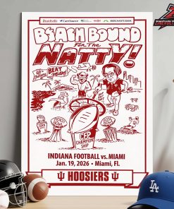 Indiana Hoosiers National Championship Game Edition Poster Versus Miami Hurricanes 2026 College Football Playoff Home Decor Poster Canvas