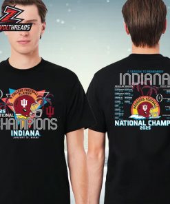 Indiana Hoosiers Football 2025 CFP National Champions Retro Schedule Two Sided Unisex T-Shirt