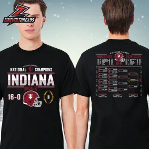 Indiana Hoosiers Football National Champions Undefeated Schedule Tee 16-0 Two-Sided Unisex T-Shirt