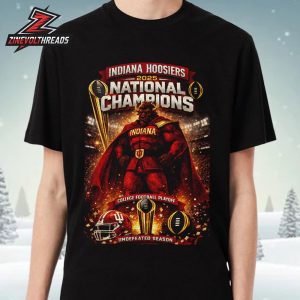 Indiana Hoosiers 2026 College Football Playoff NCAA Football National Champions Mascot Helmet Undefeated Season Unisex T-Shirt