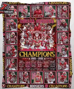 Indiana Hoosiers College Football National Champions 2025 Quilt Fleece Blanket