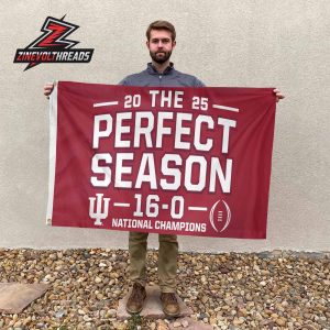 Indiana Hoosiers College Football Playoff 2025 National Champions Perfect Season Double-Sided Garden House Flag