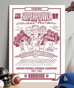 Indiana Hoosiers National Champions The New Superpower Of College Football Undefeated 2025-2026 Home Decor Poster Canvas