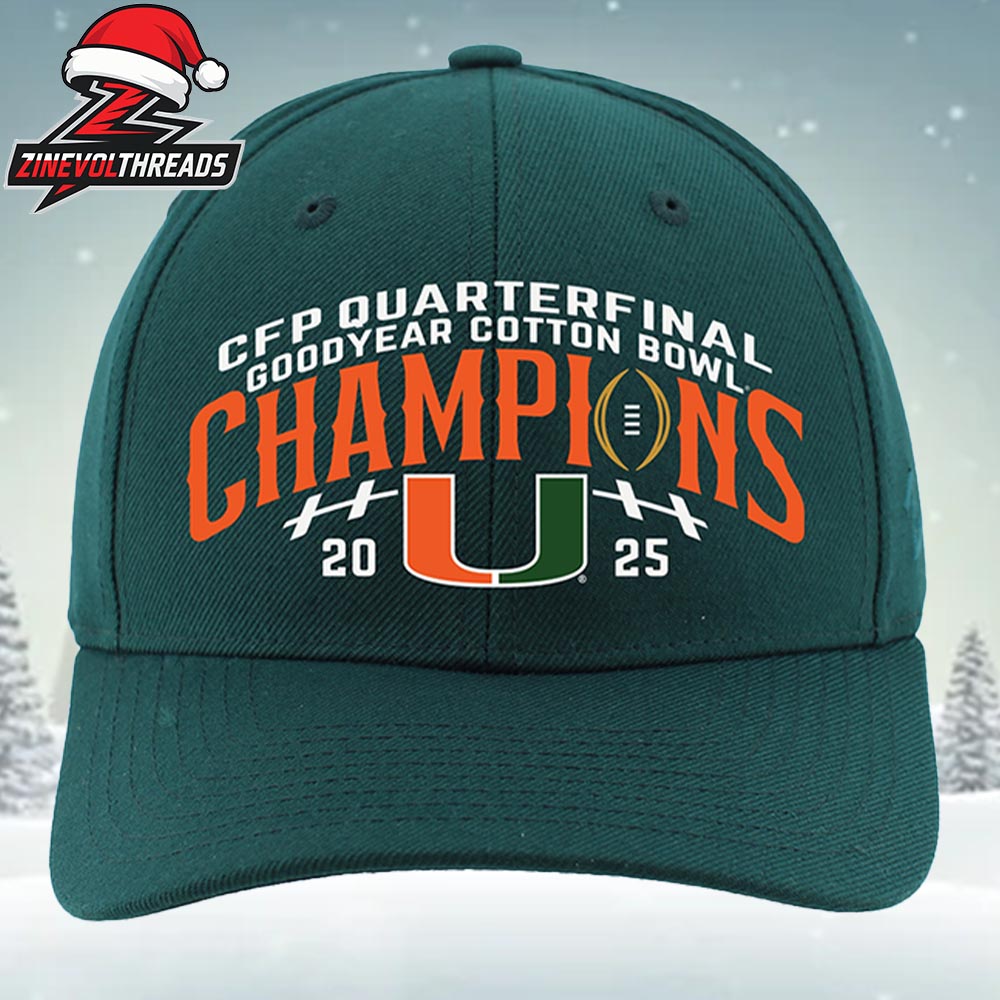 Miami Hurricanes 2025 Goodyear Cotton Bowl Champions Snapback Classic Hat Cap Miami Hurricanes 2025 Goodyear Cotton Bowl Champions Snapback Classic Hat Cap