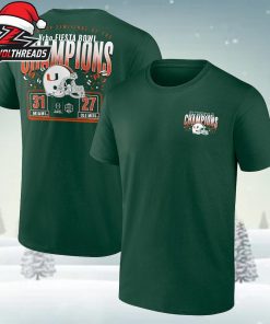 Miami Hurricanes College Football Playoff 2026 Fiesta Bowl Champions Scoring Drive Two Sided Unisex T-Shirt