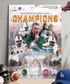 Miami Hurricanes Is The 2025 CFB Playoffs Quaterfinal Goodyear Cotton Bowl Champions Home Decor Poster Canvas