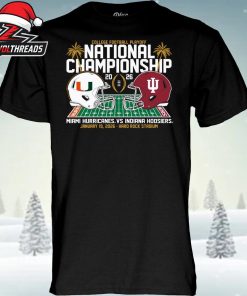 Miami Hurricanes Versus Indiana Hoosiers 2026 National Championship Game Match Up Unisex T-Shirt