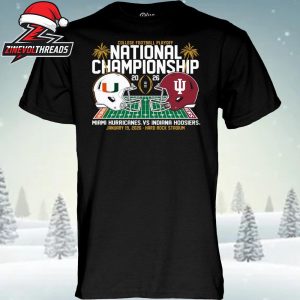 Miami Hurricanes Versus Indiana Hoosiers 2026 National Championship Game Match Up Unisex T-Shirt
