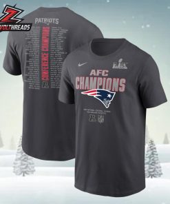 New England Patriots Nike 2025 AFC Champions Roster Two Sided Unisex T-Shirt