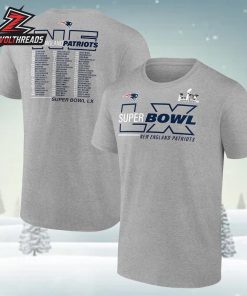 New England Patriots Super Bowl LX Roster Two Sided Unisex T-Shirt