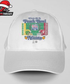 Oregon Ducks Vs Indiana Hoosiers 2026 Chick-fil-A Peach Bowl 2-Team White Snapback Classic Hat Cap