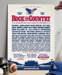 Rock The Country 2026 Celebrating 250 Years Of Freedom Line Up Poster For 8 Massive Shows Home Decor Poster Canvas