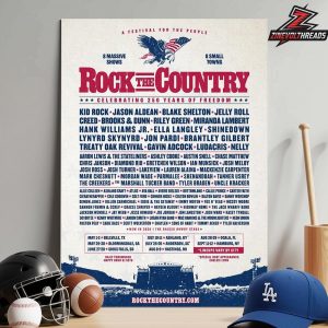 Rock The Country 2026 Celebrating 250 Years Of Freedom Line Up Poster For 8 Massive Shows Home Decor Poster Canvas