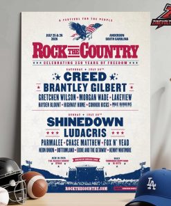 Rock The Country Celebrating 250 Years Of Freedom Line Up Poster On July 25th And 26th 2026 Home Decor Poster Canvas
