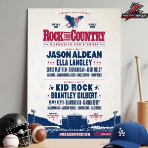 Rock The Country Celebrating 250 Years Of Freedom Line Up Poster On May 1st And 2nd 2026 Home Decor Poster Canvas