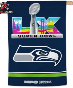 Seattle Seahawks 2025 NFC Champions Double Sided Garden House Flag