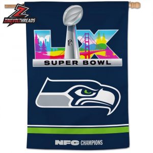 Seattle Seahawks 2025 NFC Champions Double Sided Garden House Flag