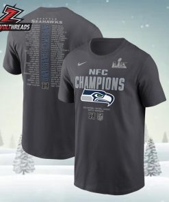 Seattle Seahawks Nike 2025 NFC Champions Roster Two Sided Unisex T-Shirt