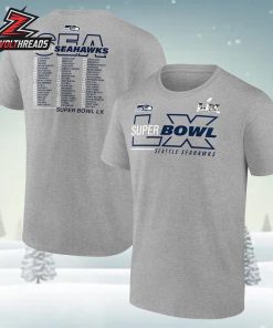 Seattle Seahawks Super Bowl LX Roster Two Sided Unisex T-Shirt