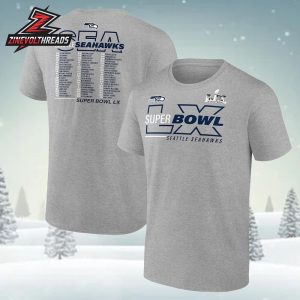 Seattle Seahawks Super Bowl LX Roster Two Sided Unisex T-Shirt