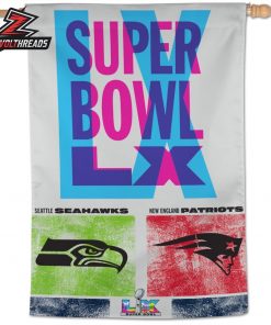 Seattle Seahawks Vs New England Patriots NFL Super Bowl LX Dueling Two Sided Garden House Flag