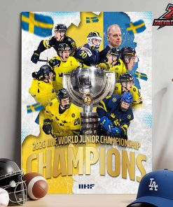 Sweden Youth National Hockey Team Is The 2026 IIHF World Junior Champions Home Decor Poster Canvas