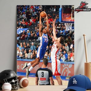 VJ Edgecombe Philadelphia 76ers Posterize Dunk In Match Versus Houston Rockets NBA 2025-2026 Home Decor Poster Canvas