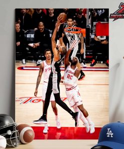 Victor Wembanyama San Antonio Spurs Reverse Dunk Frame In Match Versus Houston Rockets NBA 2025-26 Home Decor Poster Canvas