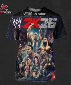 WWE Reveals The Cover For WWE 2K26 Attitude Era Edition All Over Print Shirt