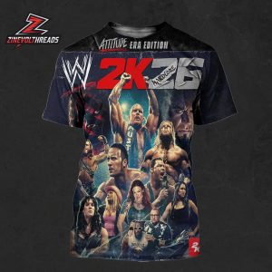 WWE Reveals The Cover For WWE 2K26 Attitude Era Edition All Over Print Shirt