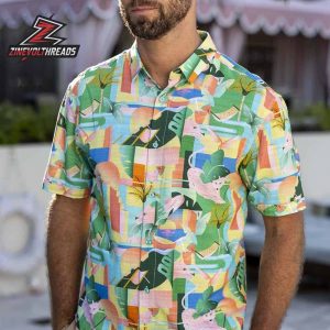 Big Cat Cabana Bamboo Short Sleeve Hawaiian Shirt