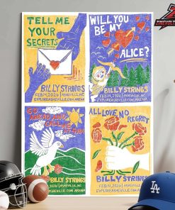 Billy Strings 2026 Tour Art Venue Poster By Hailey Miller Beiden At ExploreAshville Arena Asheville NC On February 14th 2026 Home Decor Poster Canvas